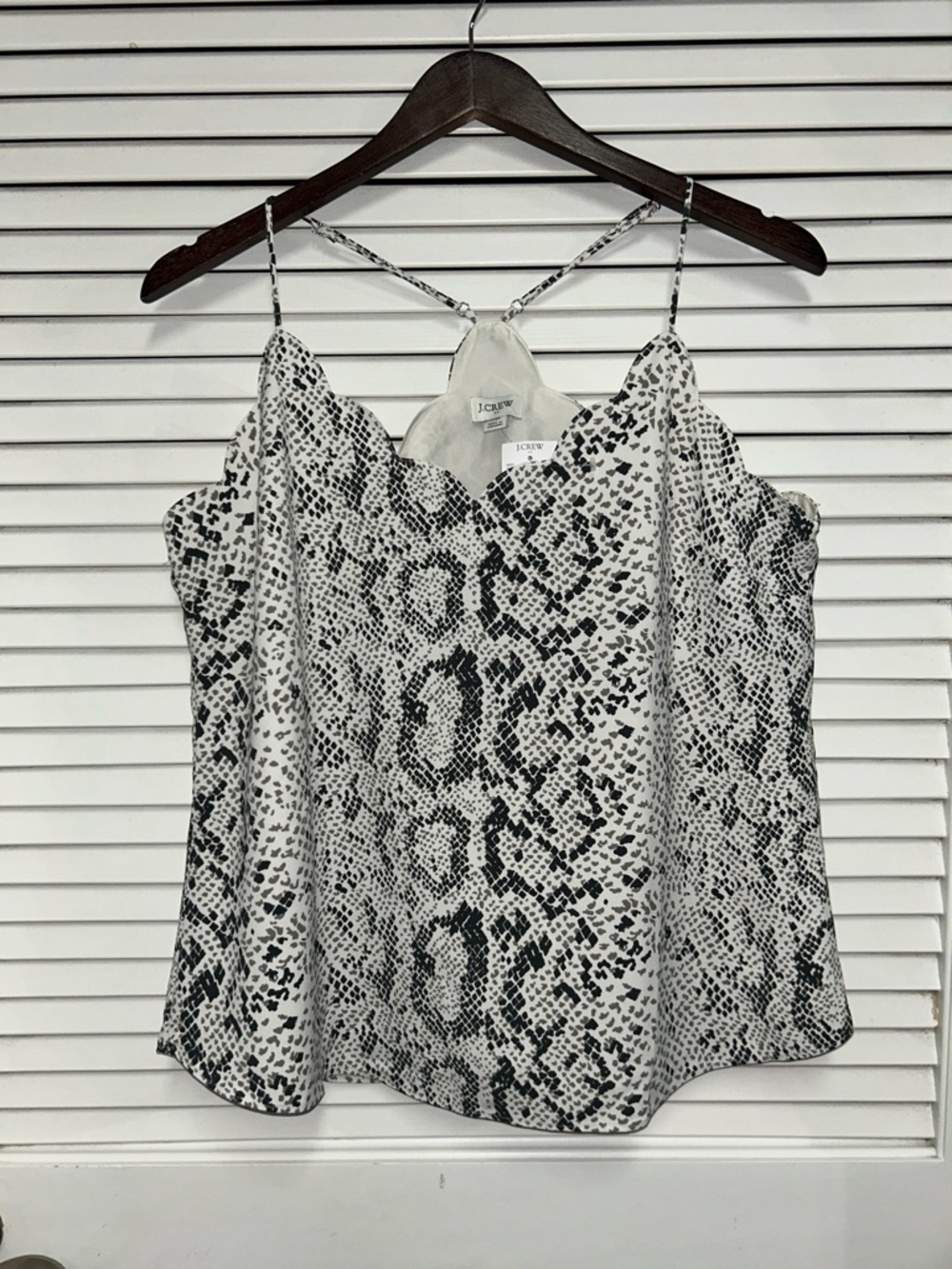 J. Crew Black & White Snake-Print Racerback Tank Top